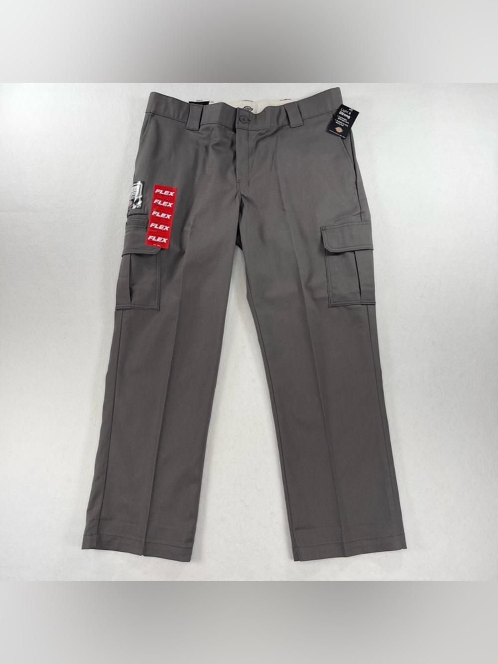 NWT Dickies Flex Cargo Pants Regular Fit Straight Leg Mens 38x30 Gray Workwear